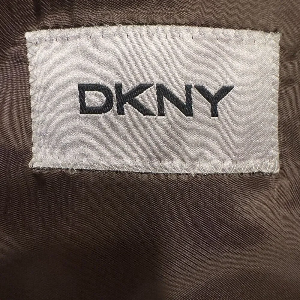 DKNY Mens Blazer Sport Coat Two Button Jacket 40R WOOL Brown Herringbone Suits